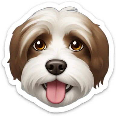 Brown and white havanese dog vampire teeth sticker