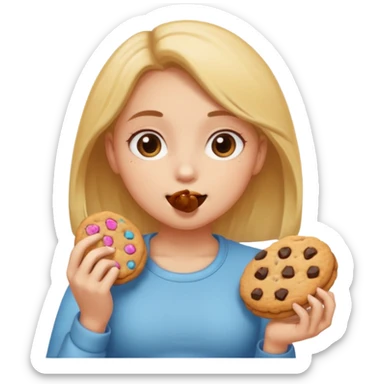 Girl eating cookies with fat stomach sticker