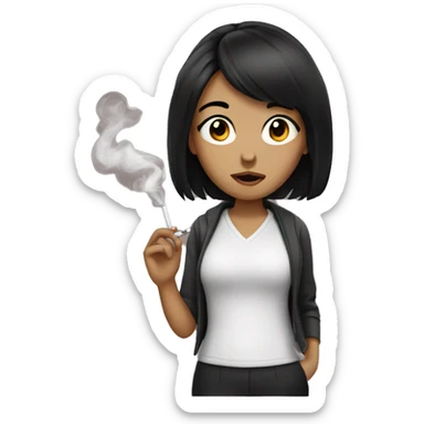 Girl with black hair smoking  sticker