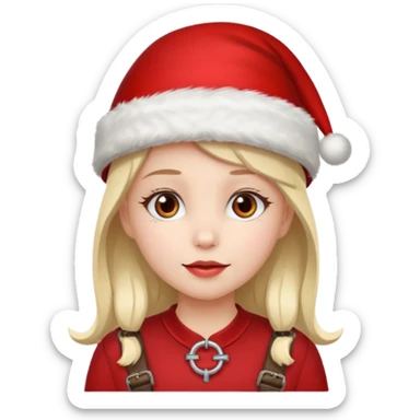 Girl in red Christmas hat with buckle accent.









































 sticker