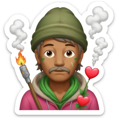 Homeless man with Valentine’s Day decor smelly and ugly  white and green smoke  sticker