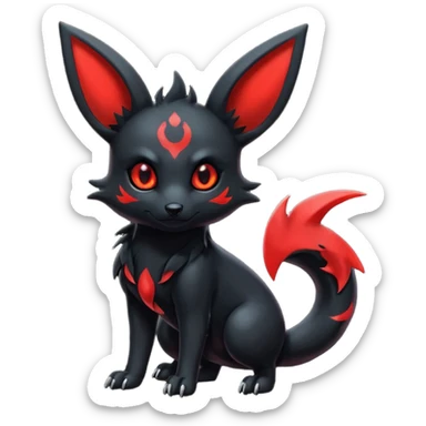 Shiny edgy dark gloomy red gothic cool badass emo-Umbreon-Salandit-Flareon-fusion sticker