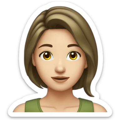 cocasian young adult woman with brown hair and olive green eyes sticker