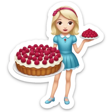 Raspberry torte human full body and legs girl with a raspberry barrette on her head sticker