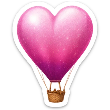 Pink Ombre Heart-Shaped air balloon with glitter  sticker