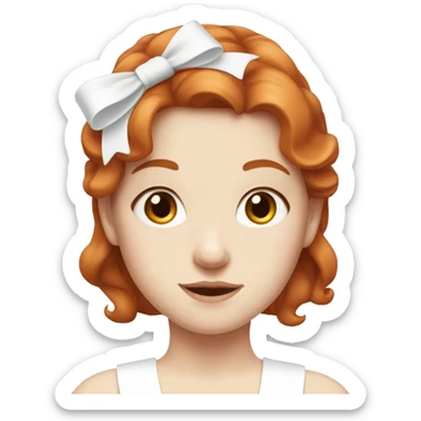 Red-haired girl with white bow in hair with pale skin sticker