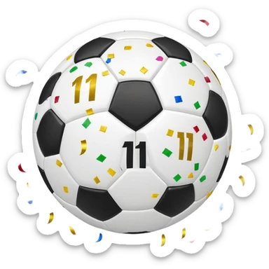 soccerball with confetti around it and the number 11 on the ball EMOJI sticker