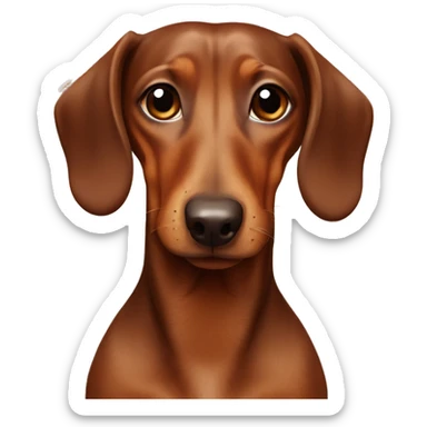 Brown dachshund A little over weight and a bump on the ear sticker