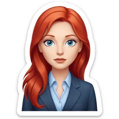 Rousse cheveux long, yeux bleu gris lèvre pulpeuse femme d’affaire  sticker