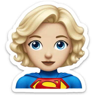 Blonde blue eyed girl wearing superman costume sticker