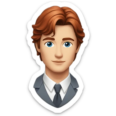 Alain Delon young student blue eyes short red hair sticker