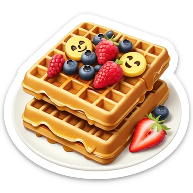 Belgian waffle with toppings in emoji style sticker