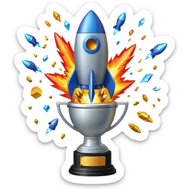 Rocket exploding into a trophy sticker