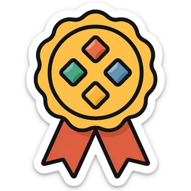 vector icon of a gold guarantee seal award with colorful gems, elegant and minimalist flat design, isolated on white, award badge style, 2D flat vector, trending icon look, soft shadows, no text, commercial use sticker