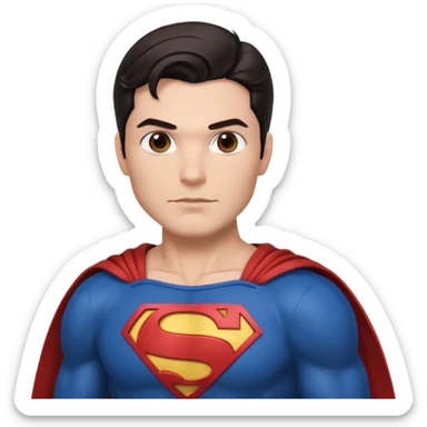 Make a man with brown eyes and dark hair in a Superman costume sticker