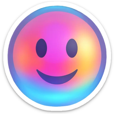 Floating holographic orb with a soft glow — a little futuristic, with a smiling face projected onto the surface. sticker