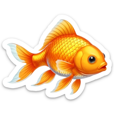 Goldfish with orange body and flowing tail sticker
