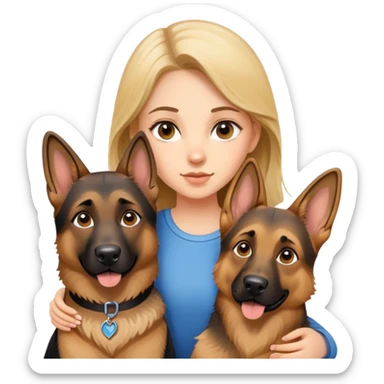 A profile picture of a German Shepherd with a girl. sticker