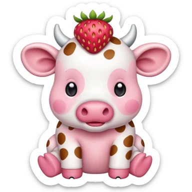 Strawberry cow baby pink sticker