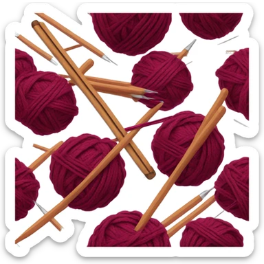 burgundy ball of thread with knitting needles sticker