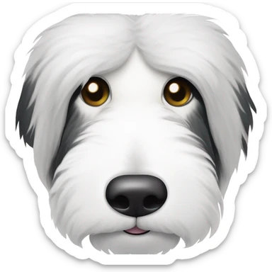 Half white half black old English sheepdog face where left half is white. EYE SECTION OF FACE SHOULD BE HALF AND HALF DOWN THE MIDDLE sticker