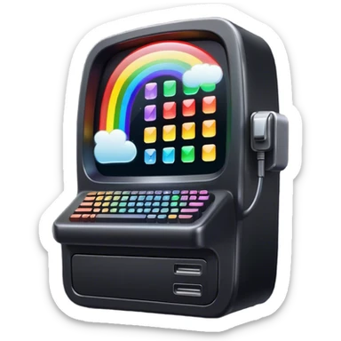 a programming terminal with sparkling rainbows sticker