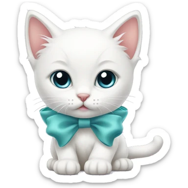 White Kitten with bow  sticker
