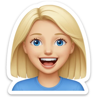 blue eyes blonde girl LAUGHING LOUDLY GIF sticker