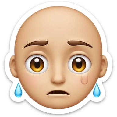 cartoon emoji with tiny eyes, tears forming and then reversing back into the eyes sticker