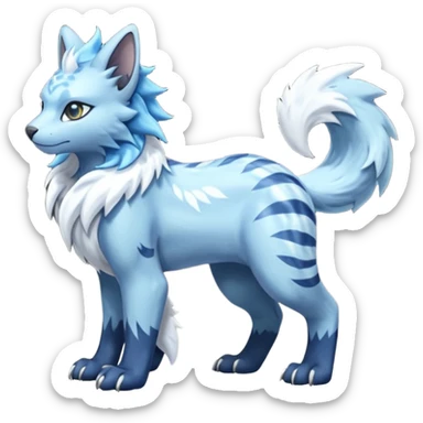 Icy scarf-covered glacial glistening glossy smooth soft flaky scaly furry flurry hyper-realistic boreal Lunaray-Manectric-Absol-Luxray-Bobcat-Fakémon-fusion-animal-creature, full body  sticker