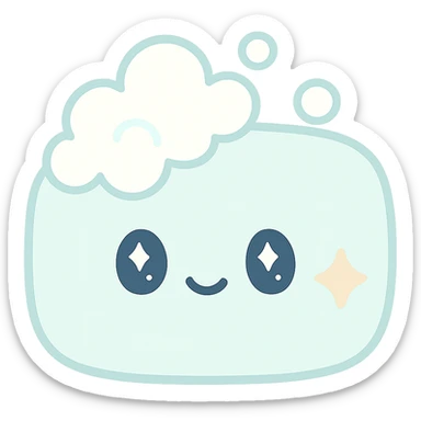 soap bar with foam, soft illustration style sticker