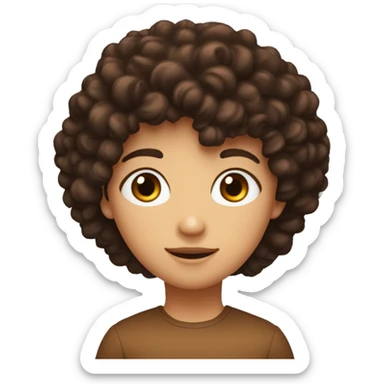 Un garçon brin au cheveux noir bouclé et les yeux marrons et une fille blanche au cheveux marron et les yeux marrons  sticker