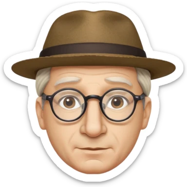 Jew with glasses, hat, payot hair, huge nose sticker