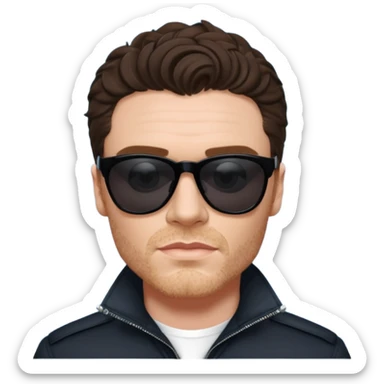 Richard Madden as his character in the Bodyguard TV series, with sunglasses on and an earpiece. sticker