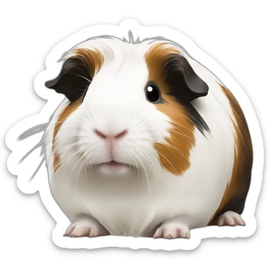 White long hair Guinea pig with large black and brown spots sticker