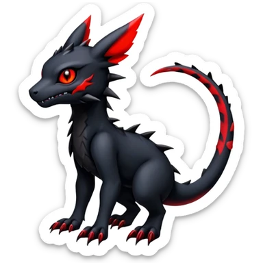 Gothic Edgy Badass Gloomy Cute Dark Guilmon-Salandit-Umbreon-Fakémon-hybrid-creature (full body)  sticker