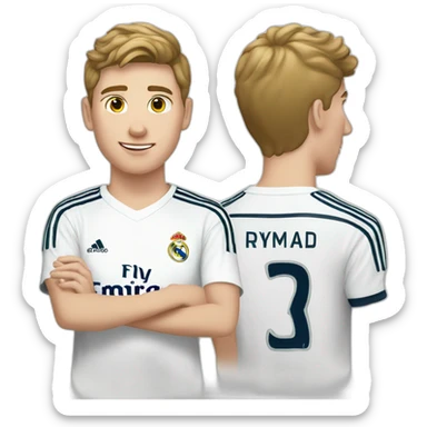 An 18-year-old white boy wearing a Real Madrid shirt  sticker