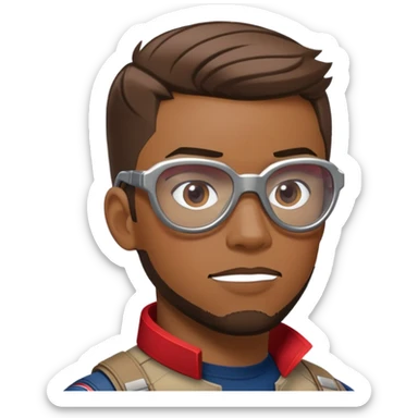 sam wilson with short hair, side-whiskers, and wear red-white safety glasses from  from captain america: civil war sticker