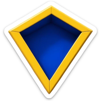 rectangulo con 5 lineas amarillas de arriba a abajo i 5 de rojas, intercaladas entre si, empezando por las amarillas en ambos extremos. en la parle de arriba un triángulo azul invertido, con la punra mirando hacia abajo, y dentro, una estrella de 5 puntas blanca, grande, en el cendtro del triángulo sticker