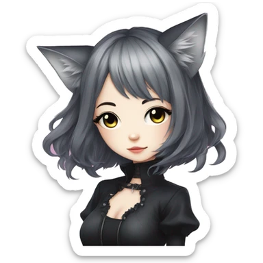 Edgy Kawaii Cute Cool Beautiful Elegant Pretty Anime Gothic Catgirl sticker
