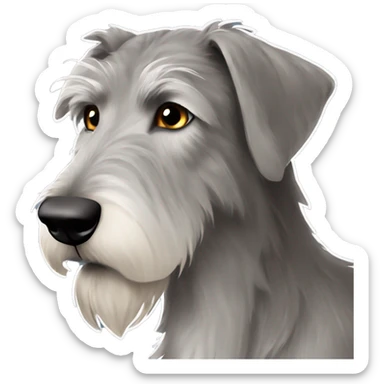 Grey irish wolfhound with brown hair girl sticker