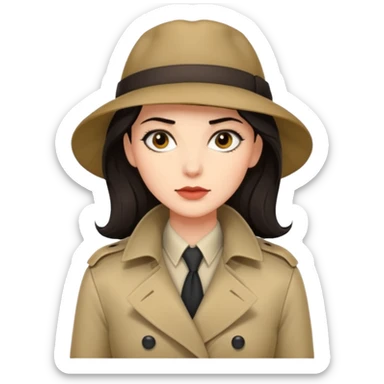 trençkotlu kadın koyu saçlı dedektif  sticker