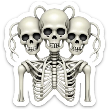 intertwined wires with undead elements, Giger-inspired, dark, surreal sticker