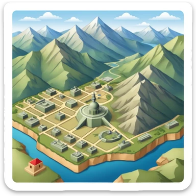 strategic military map with military objects sticker