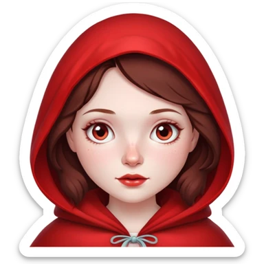 Little red riding hood, pale skin with freckles dark brown hair sticker