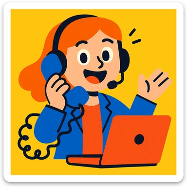 call center agent on the phone, vibrant toon style sticker