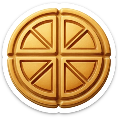 round waffle with grid texture, golden brown sticker
