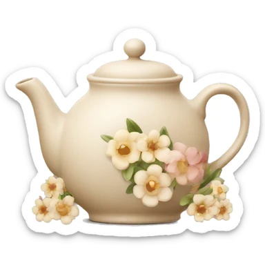 teapot beige with flowers sticker