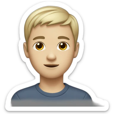 boy with short hair, complexion a little White face black eyes sticker