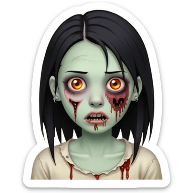 Zombie girl with a septum piercing black hair sticker